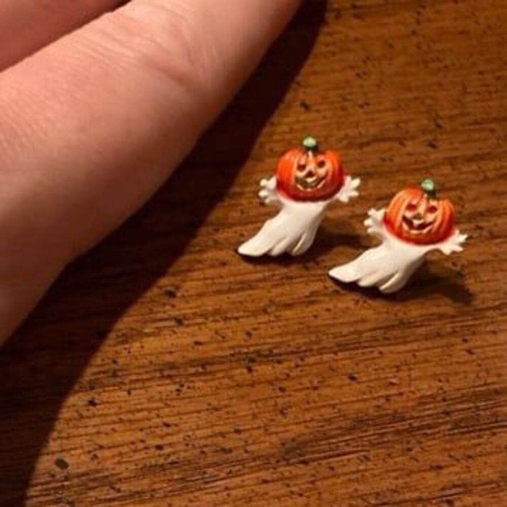 Halloween Costume Accessories Mini Pumpkin Ghost Earrings Vintage Jewelry Retro